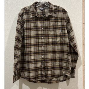 Eddie Bauer Men’s Plaid Button Shirt Size Large 100% Cotton